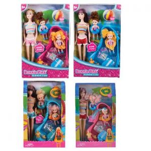 DOLL MED 31cm BONNIE FAMILY+POOL SET