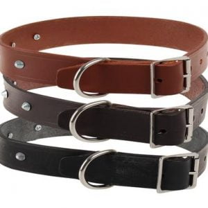 PET DOG-COLLAR LEATHER RIVETTED 32mm