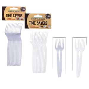 CUTLERY PL FORKS  10PCE WHITE/CLEAR
