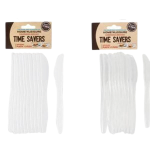 CUTLERY PL KNIVES 10PCE WHITE/CLEAR  H&L