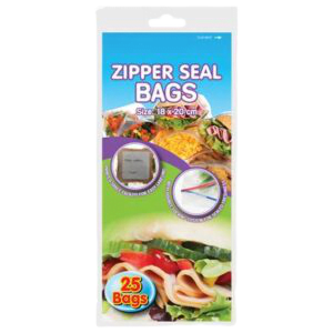 DISPOSABLE BAG ZIPPERSEAL 25PC 18x20cm