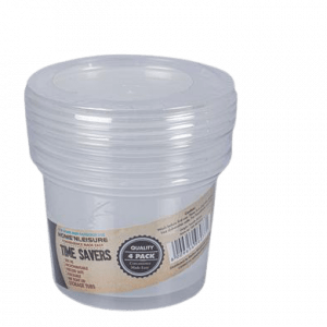 CONTAINER CLEAR 4PCE 500ml ROUND 8cm H
