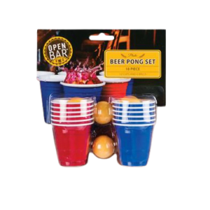 DRINKING GAME MINI BEER PONG 18PC