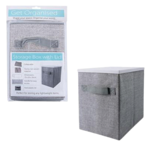 STORAGE BOX NON-WOVEN PL-LID 19x26x26cm