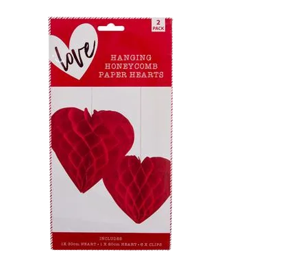 PARTY HONEYCOMB HEARTS 2PC