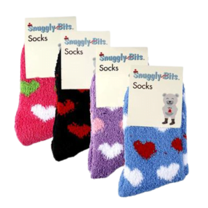 SOCKS ADULT FLUFFY HEART DESIGN