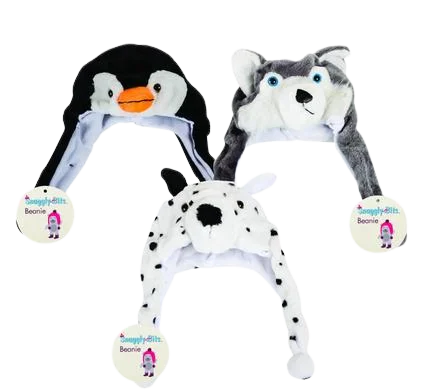 BEANIE KIDS ANIMAL W/EARFLAP+TIE-KNOT