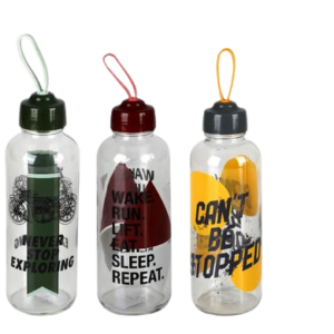 DRINKING-BOTTLE GLS SLOGAN 450ml ASST