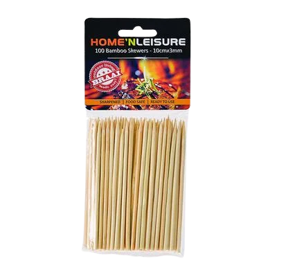 SKEWERS BAMBOO 10cm 100PCE 3mm H&L