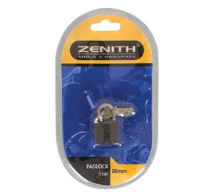PADLOCK ZENITH IRON 20mm          CARDED