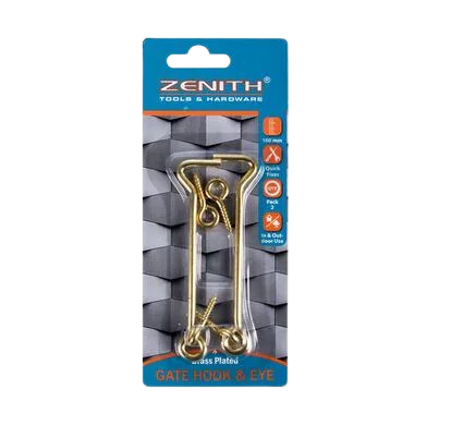 GATE-HOOK+EYE BRASSED 100mm 2PCE  ZENITH