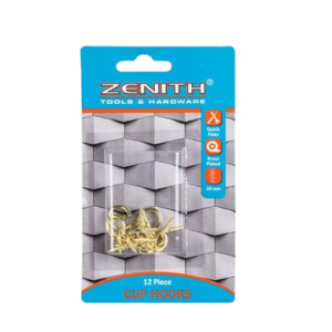 CUP-HOOKS BRASS-PL 20mm 12PCE     ZENITH