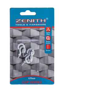 CUP-HOOKS WHITE-PL-CTD 20mm 6PCE  ZENITH