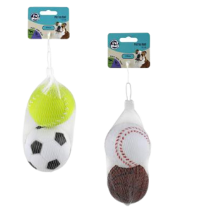 PET DOG TOY VINYL BALL 6.5cm 2PCE