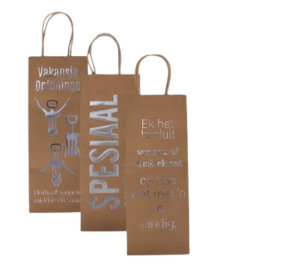 GIFT-BAG PPR WINE WORDS AFR 13x33cm