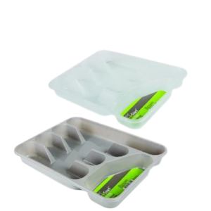 CUTLERY TRAY PL GREY/CLEAR 32x25x4cm