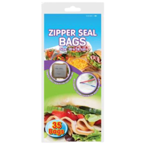DISPOSABLE BAG ZIPPERSEAL 35PC 16x14cm