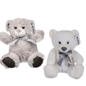 PLUSH BEAR TRADITIONAL W/BOW 27cm