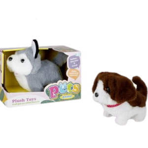 PLUSH DOG WALKING B/O 14cm FLUFFY