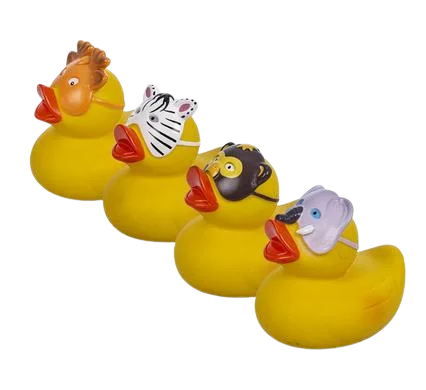 BABY VINYL THEMED DUCK 8cm, MASK ASSTD
