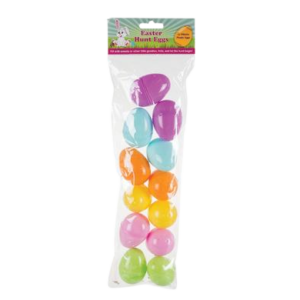 EASTER HUNT EGGS PLASTIC FILLABLE 12PC