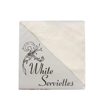 SERVIETTES 2PLY 33cm 40PC PLAIN WHITE