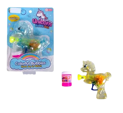 BUBBLE NOVELTY UNICORN GUN WITH LIGHT