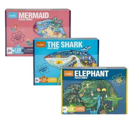 JIGSAW PUZZLE ANIMAL SHAPED 128PC