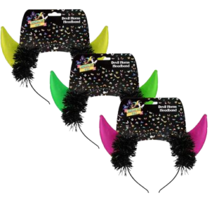 DRESS UP HEADBAND DEVIL HORNS ASSTD