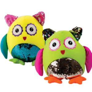 PLUSH BRIGHT OWL W/FOAMBEADS 28cm