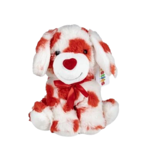 PLUSH LOVE DOG W/HEART PATTERN 20cm