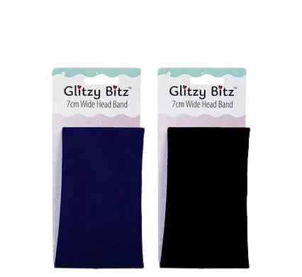 HAIR BAND 7cm WIDE BLACK/NAVY